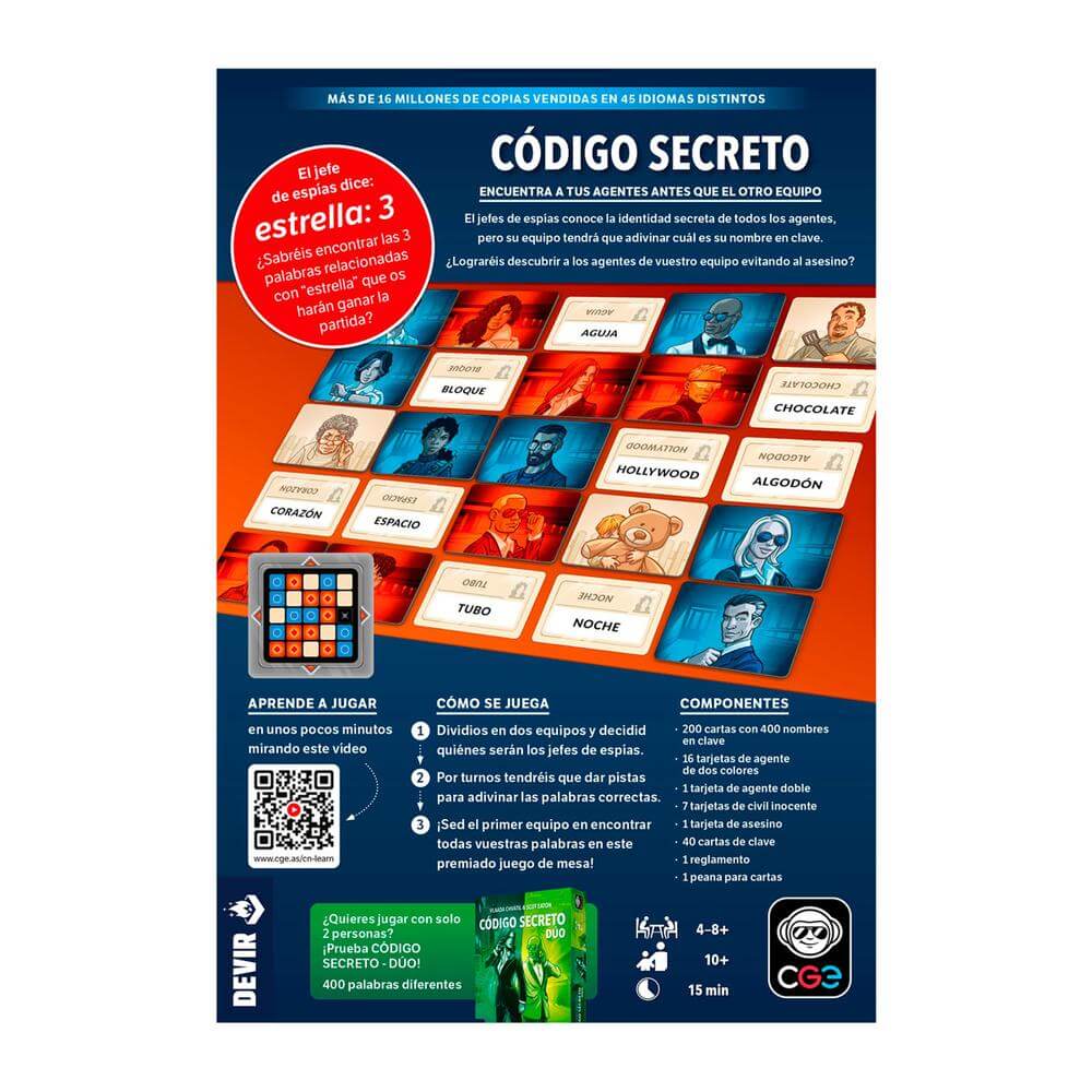 Juego de Mesa Código Secreto | Devir | Oficial en Castellano